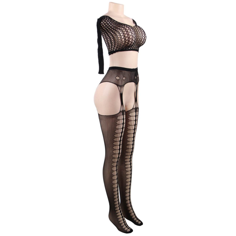 QUEEN LINGERIE - TOP BODYSTOCKING MANGA LARGA S/L
