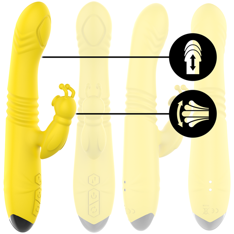 INTENSE - TOKY UP&DOWN VIBRADOR MULTIFUNCIÓN CON ESTIMULADOR DEL CLITORAL AMARILLO