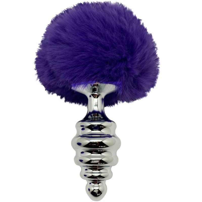 ALIVE - PLUG DE PLACER ANAL ESPIRAL METAL FLUFFY MORADO OSCURO TALLA M