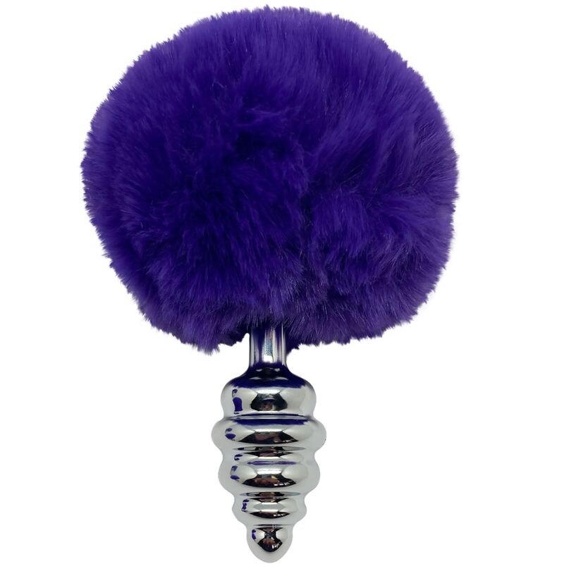 ALIVE - PLUG DE PLACER ANAL ESPIRAL METAL FLUFFY MORADO OSCURO TALLA M