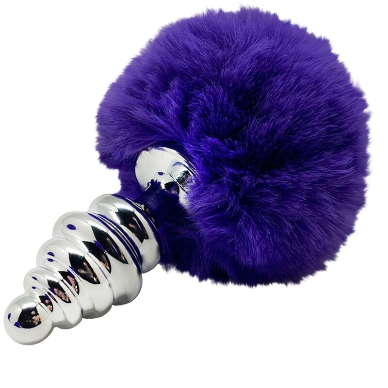 ALIVE - PLUG DE PLACER ANAL ESPIRAL METAL FLUFFY MORADO OSCURO TALLA M