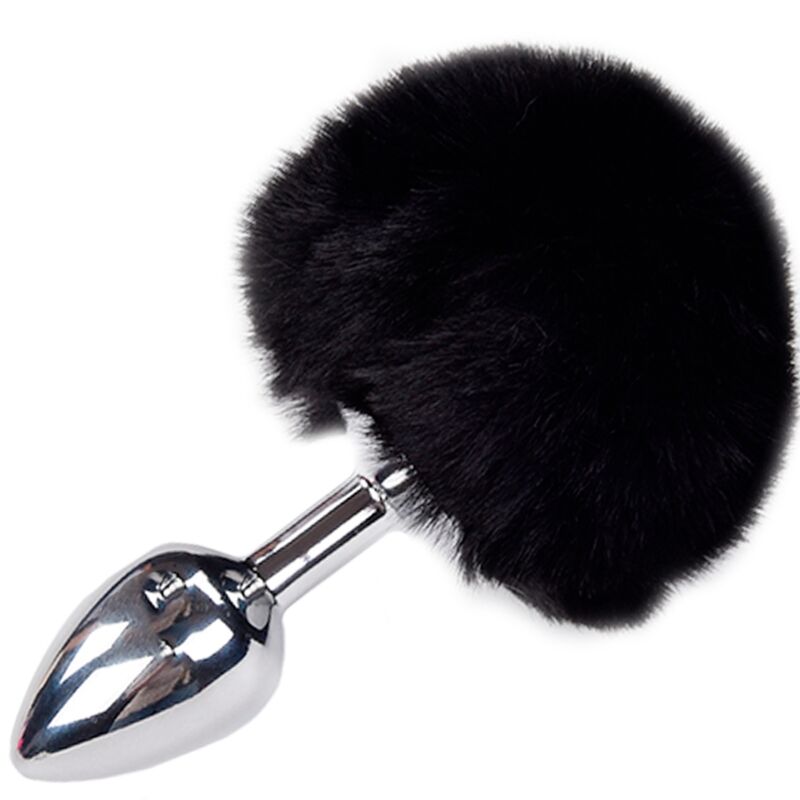 ALIVE - PLUG DE PLACER ANAL LISO METALICO NEGRO FLUFFY TALLA S