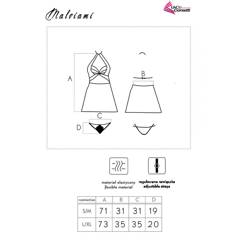 MODA LIVCO CORSETTI - MALVIAMI LC 90625 CAMISA + BRAGA NEGRA
