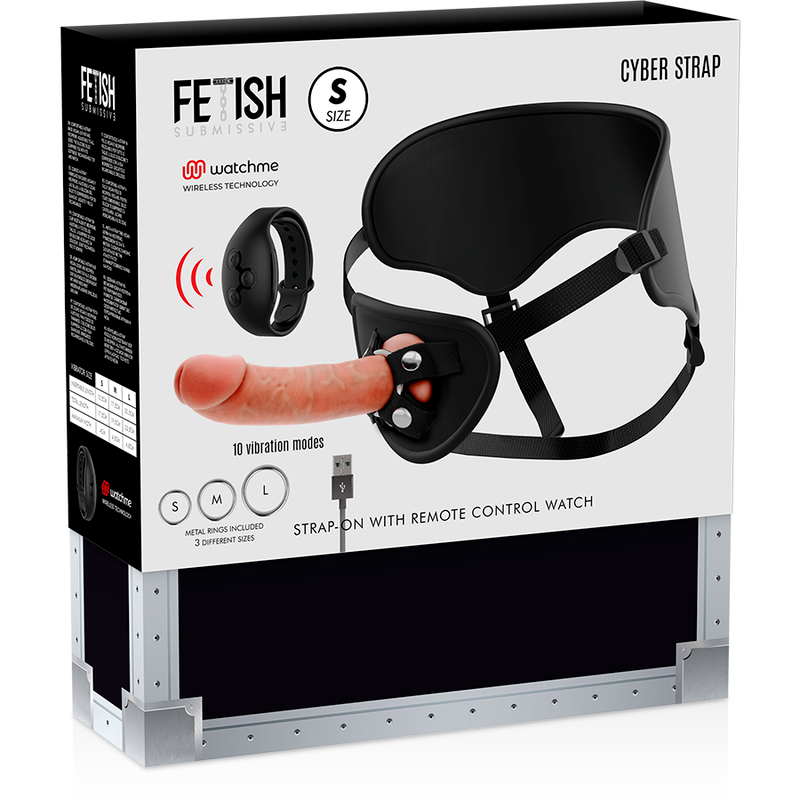 FETISH SUBMISSIVE CYBER STRAP - HARNAIS AVEC TÉLÉCOMMANDE DILDO WATCHME S TECHNOLOGIE