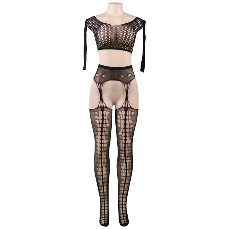 QUEEN LINGERIE - TOP BODYSTOCKING MANGA LARGA S/L