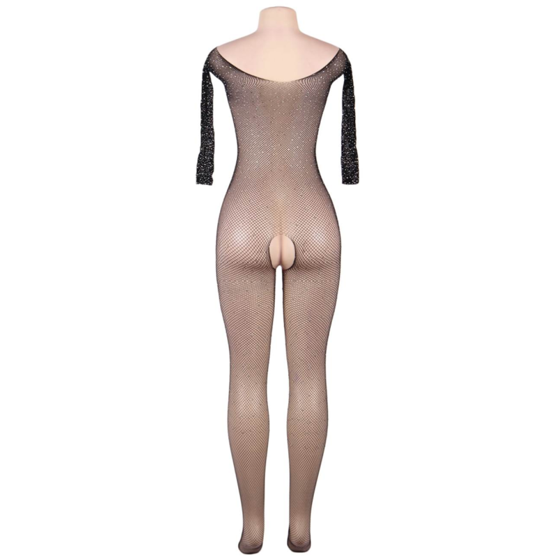 QUEEN LINGERIE - BODYSTOCKING DE MANGA LARGA CON DIAMANTES S/L