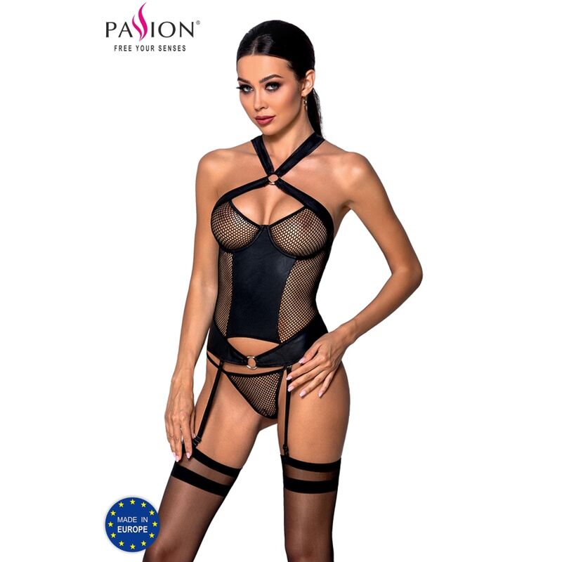 PASSION - AMANDA CORSET EN CUIR ÉCOLOGIQUE S/M