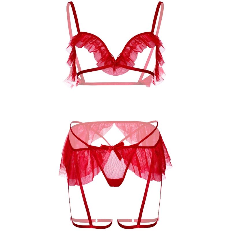 LEG AVENUE - ENSEMBLE TROIS PIÈCES SOUTIEN-GORGE, G-STRING ET JARRATIÈRE