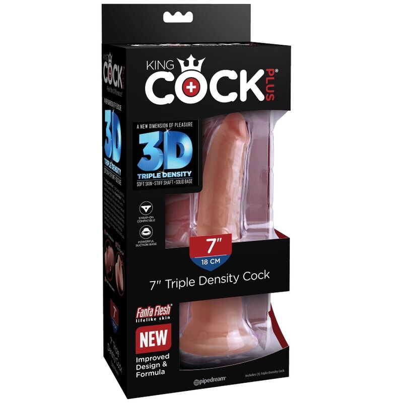 KING COCK - PLUS GODE 3D TRIPLE DENSITÉ 18 CM