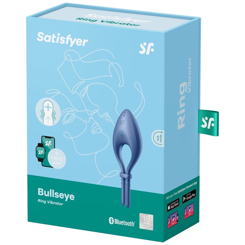 SATISFYER - APPLICATION BULLSEYE RING VIBRATEUR BLEU