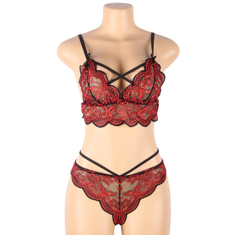 SUBBLIME - SET ENSEMBLE DEUX PIÈCES TOP ET CULOTTE EN DENTELLE S/M