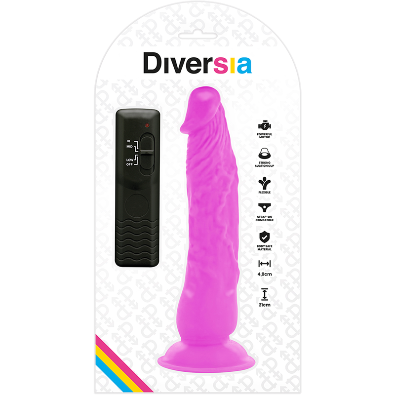 DIVERSIA - DILDO VIBRANT FLEXIBLE VIOLET 21 CM -O- 4.9 CM