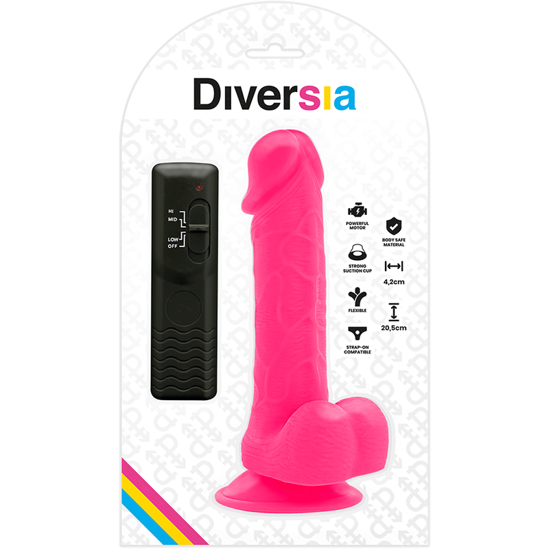 DIVERSIA - DILDO VIBRANT FLEXIBLE ROSE 20.5 CM -O- 4.2 CM