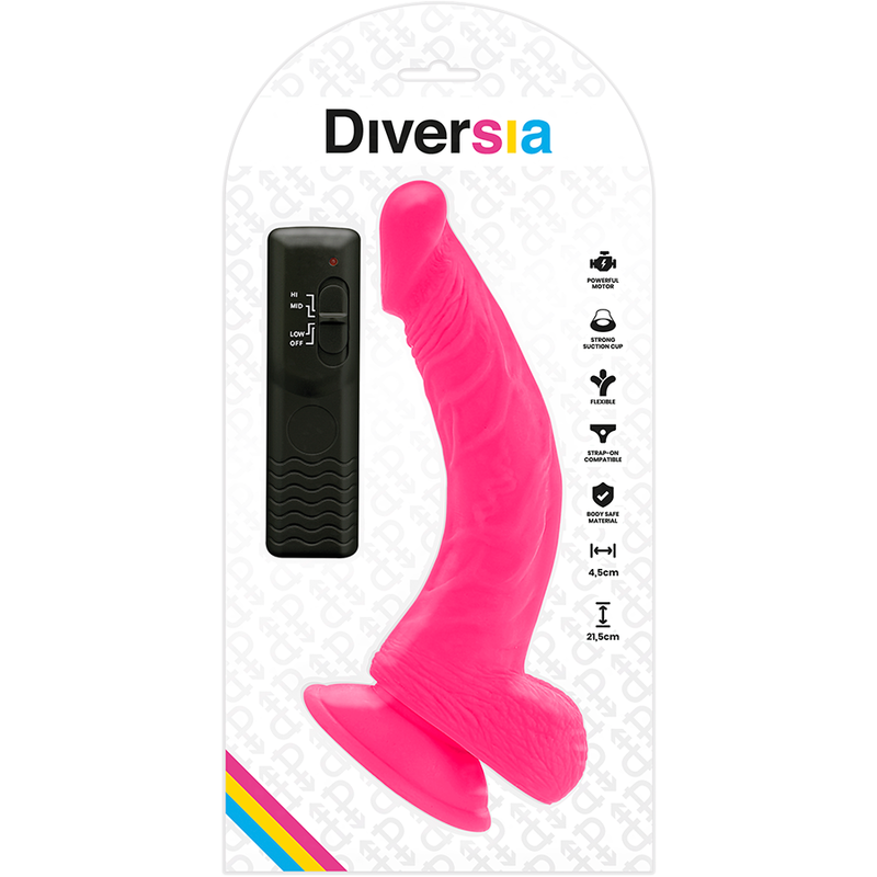 DIVERSIA - DILDO VIBRANT FLEXIBLE ROSE 21.5 CM -O- 4.5 CM