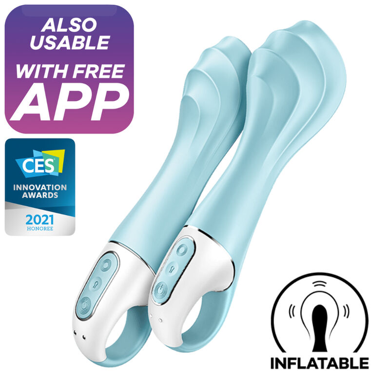 SATISFYER - VIBRATEUR POMPE A AIR 5+ APP GONFLABLE VIBRATEUR G-SPOT BLEU