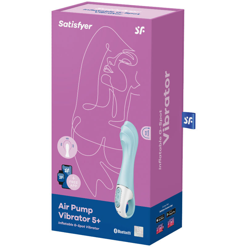 SATISFYER - VIBRATEUR POMPE A AIR 5+ APP GONFLABLE VIBRATEUR G-SPOT BLEU