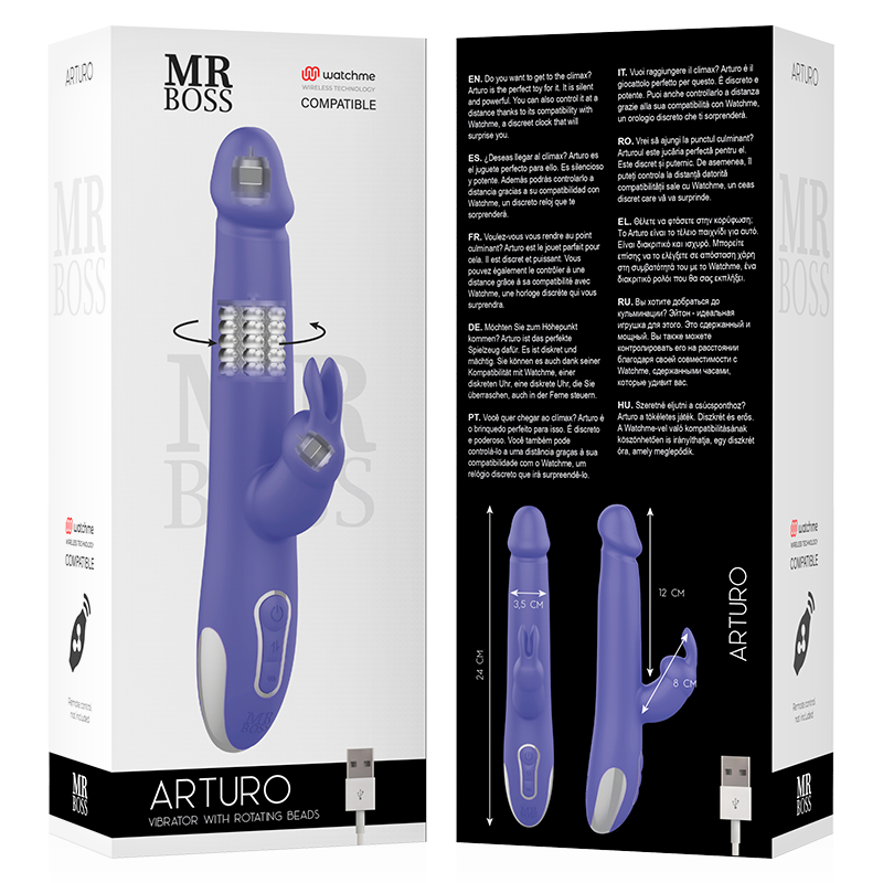 MR BOSS - VIBRATEUR ET ROTATEUR ARTURO COMPATIBLE AVEC LA TECHNOLOGIE SANS FIL WATCHME