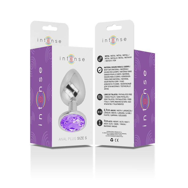 INTENSE - PLUG ANAL EN MÉTAL ALUMINIUM AVEC CRISTAL VIOLET TAILLE S