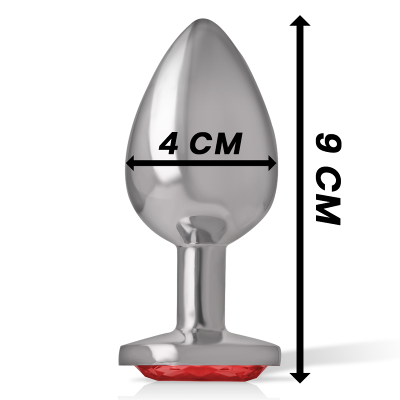 INTENSE - PLUG ANAL EN MÉTAL ALUMINIUM AVEC CRISTAL ROUGE TAILLE L