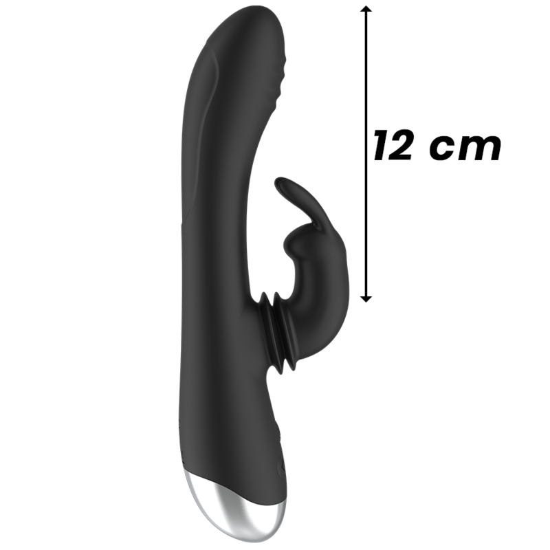 NOIR ET ARGENT - DJ. STIMULATEUR DE LAPIN RECHARGEABLE EN SILICONE ADAM NOIR