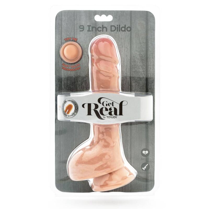 GET REAL - GODE DOUBLE DENSITÉ 25,5 CM BALLES PEAU