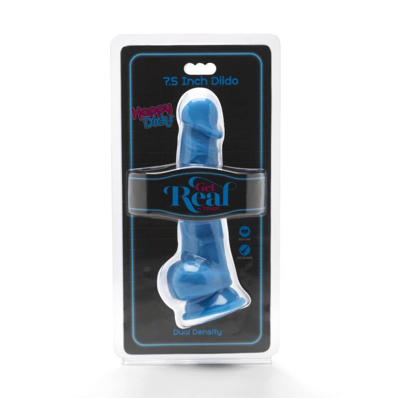 GET REAL - HAPPY DICKS 19 CM AVEC BALLES BLEU