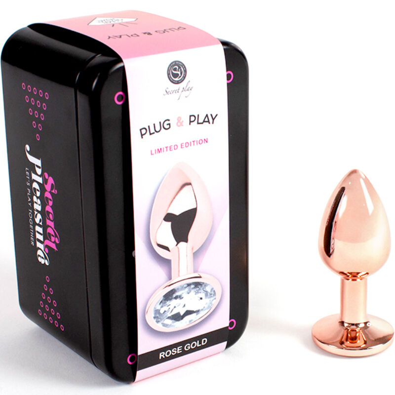 SECRETPLAY - PLUG ANAL EN MÉTAL OR ROSE PETITE TAILLE 7 CM