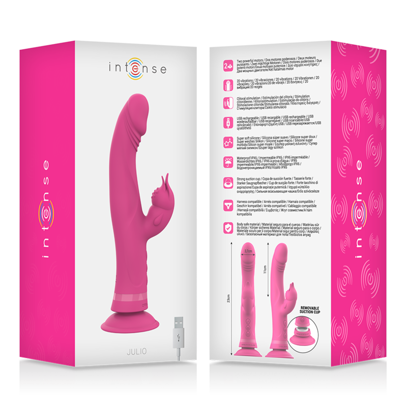 INTENSE - VIBRATEUR JULIO LAPIN SILICONE ROSE