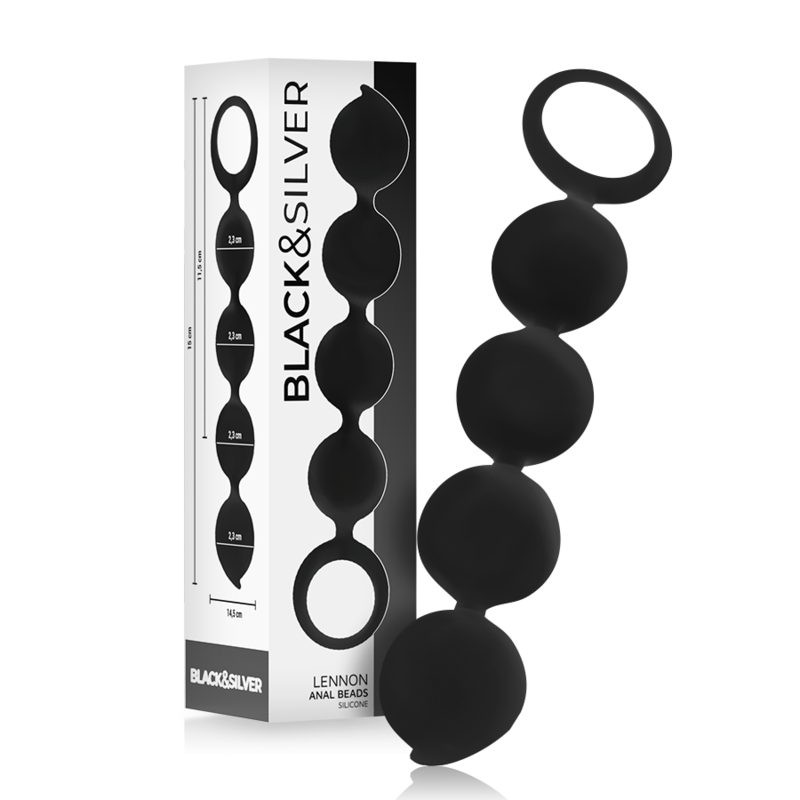 BLACK&SILVER - CHAPELET ANAL LENNON 4 SPHÈRES SILICONE 15 CM