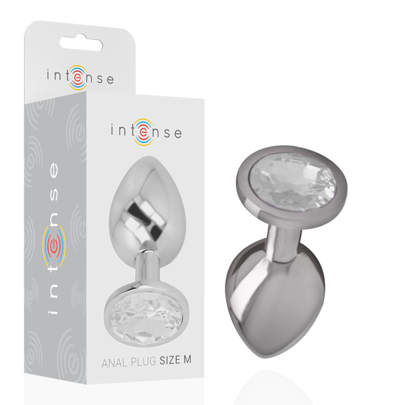 INTENSE - PLUG ANAL EN MÉTAL ALUMINIUM AVEC CRISTAL DARGENT TAILLE M