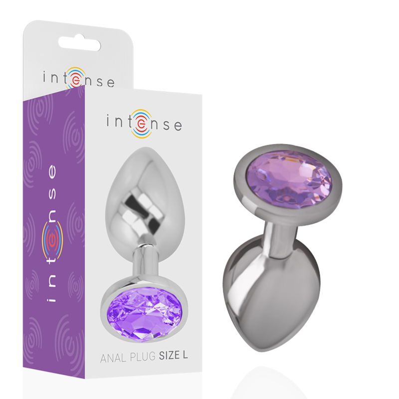 INTENSE - PLUG ANAL EN MÉTAL ALUMINIUM AVEC CRISTAL VIOLET TAILLE S