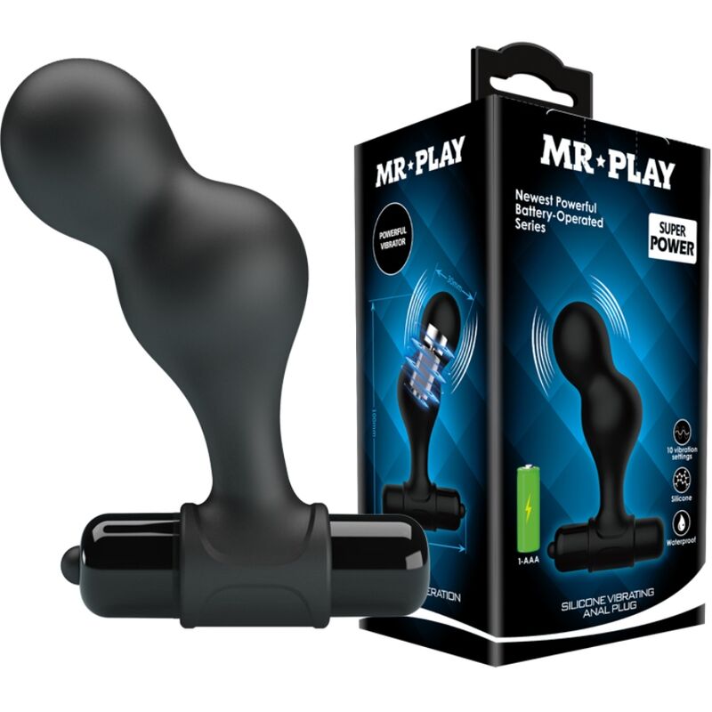 MR PLAY - PLUG ANAL VIBRATEUR EN SILICONE NOIR