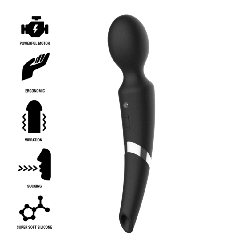 BLACK&amp;SILVER - MASSEUR ET ASPIRATION RECHARGEABLE EN SILICONE BECK NOIR