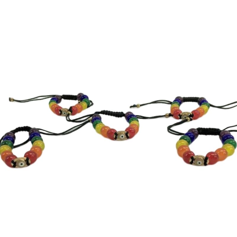 PRIDE - BRACELET AVEC OEIL TURC ET DRAPEAU LGBT