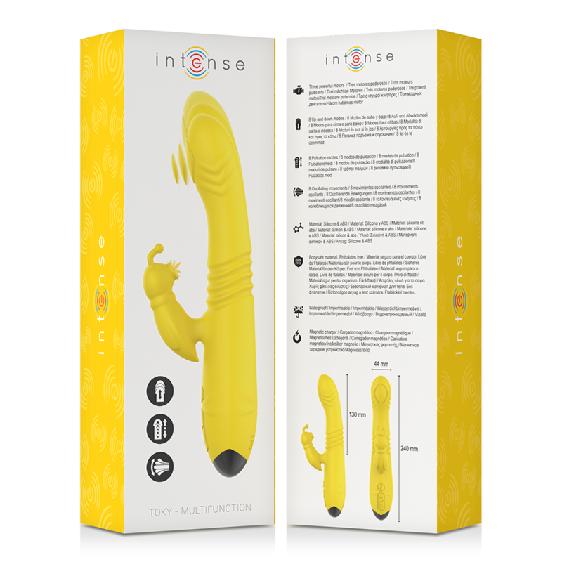 INTENSE - VIBRATEUR MULTIFONCTION TOKY UP &amp; DOWN AVEC STIMULATEUR CLITORAL JAUNE