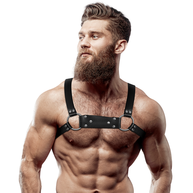 FETISH SUBMISSIVE ATTITUDE - HARNAIS POITRINE BULLDOG EN CUIR ÉCOLOGIQUE POUR HOMMES TAILLE M/L