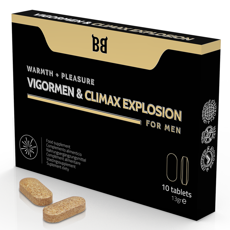 BLACK BULL - VIGORMEN &amp; CLIMAX EXPLOSION PLUS GRAND PLAISIR POUR HOMMES 10 GÉLULES