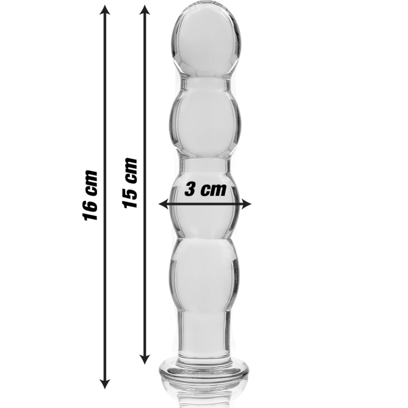 SÉRIE NEBULA PAR IBIZA - MODÈLE 10 GODE EN VERRE BOROSILICATE CLAIR 16,5 CM -O- 3,5 CM