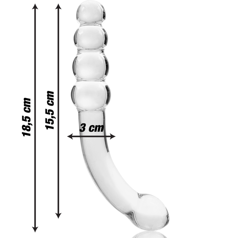 NEBULA SERIES BY IBIZA - MODÈLE 14 GODE EN VERRE BOROSILICATE CLAIR 18.5 CM -O- 3 CM