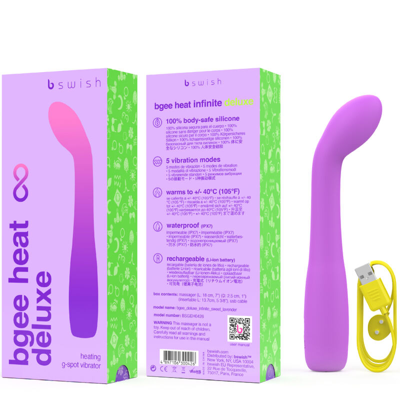 B SWISH - VIBRATEUR RECHARGEABLE BGEE HEAT INFINITE DELUXE LAVANDE SILICONE