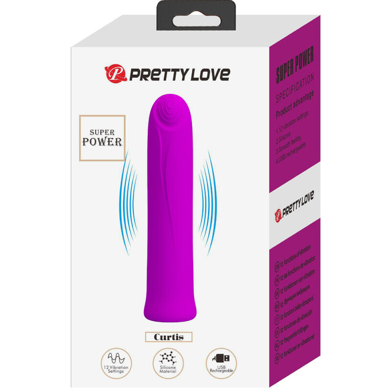 PRETTY LOVE - VIBRATEUR CURTIS MINI SUPER POWER 12 VIBRATIONS EN SILICONE VIOLETTE