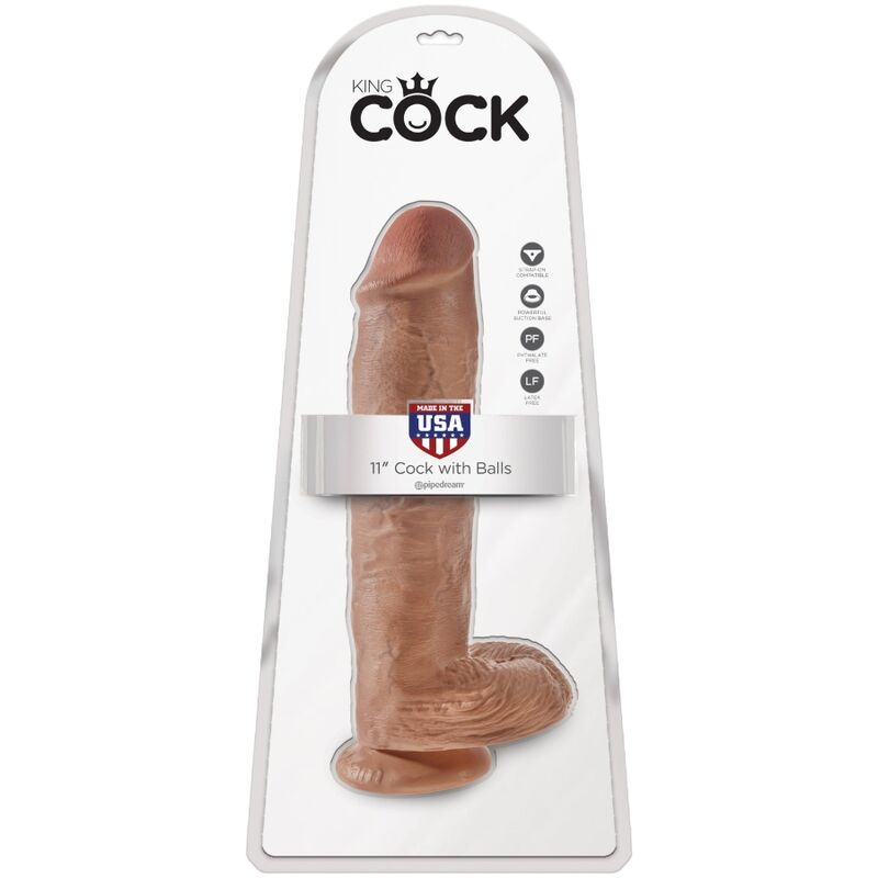 KING COCK - PÉNIS RÉALISTE AVEC BOULES 22.6 CM CARAMEL