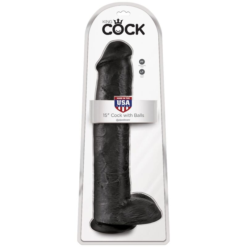 KING COCK - PÉNIS RÉALISTE AVEC BOULES 34.2 CM NOIR