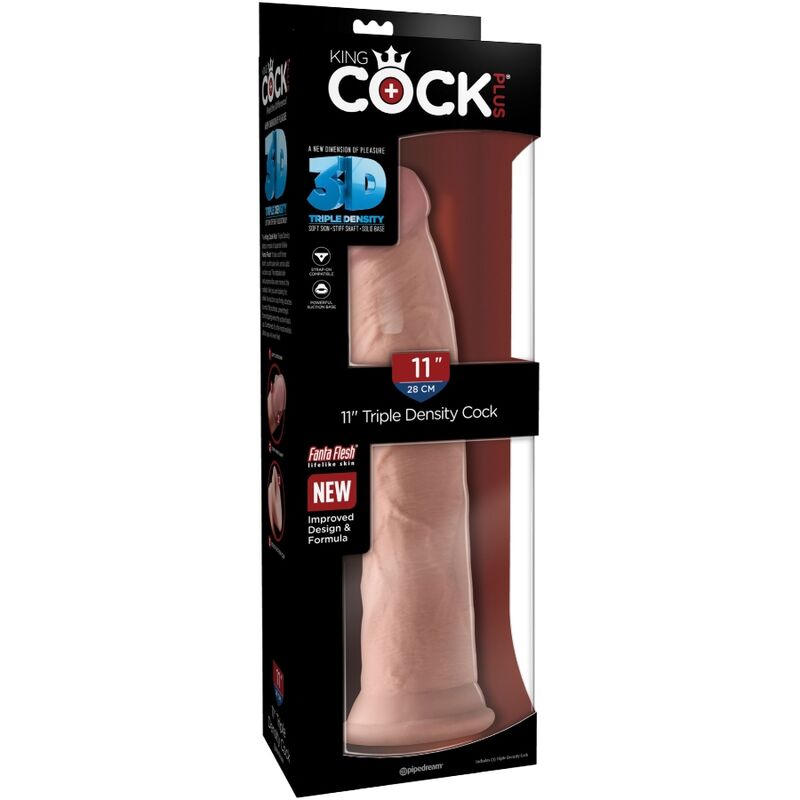 KING COCK - PÉNIS RÉALISTE 3D 26 CM LÉGER