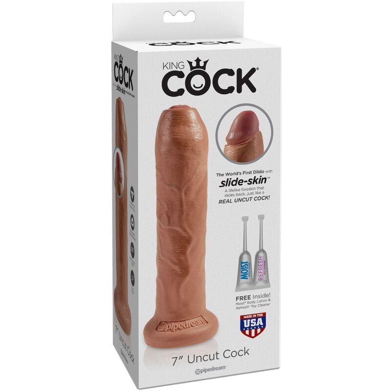 KING COCK - PÉNIS RÉALISTE NON COUPÉ 17.8 CM CARAMEL