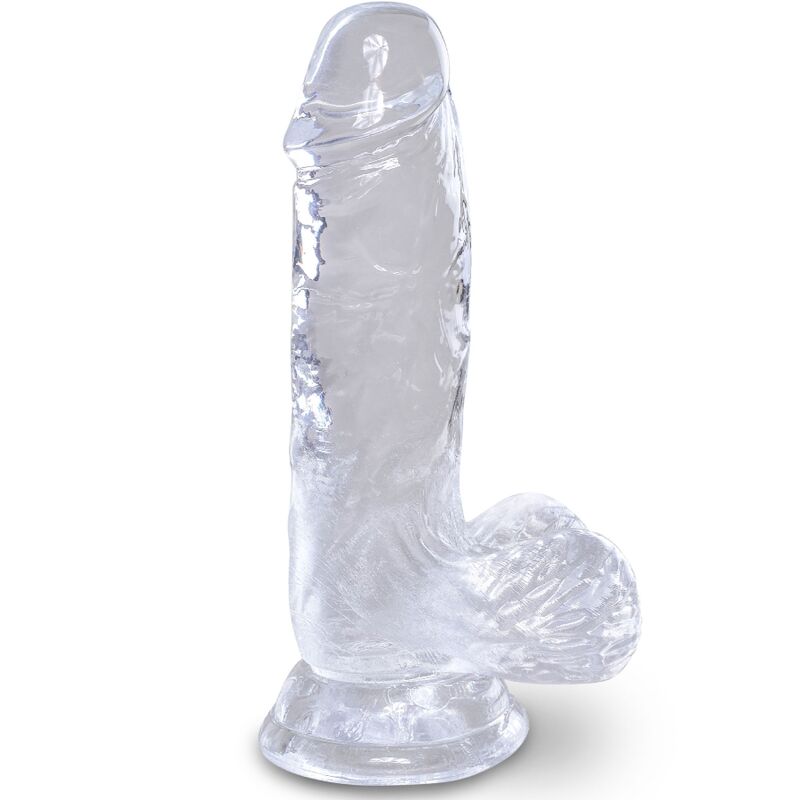 KING COCK - PÉNIS CLAIR RÉALISTE AVEC BOULES 10.1 CM TRANSPARENT