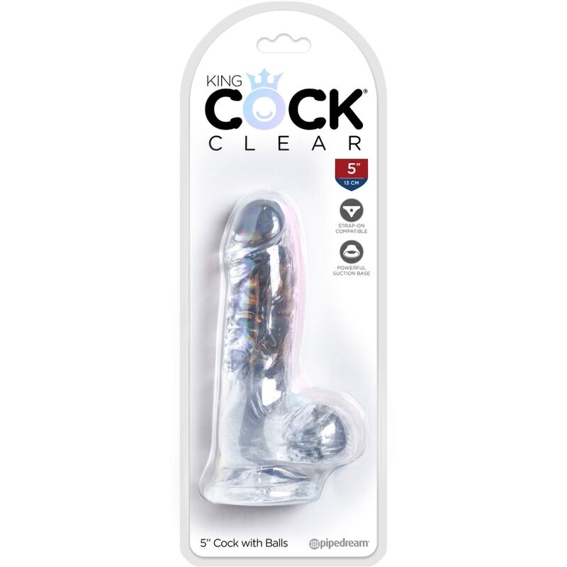 KING COCK - PÉNIS CLAIR RÉALISTE AVEC BOULES 10.1 CM TRANSPARENT