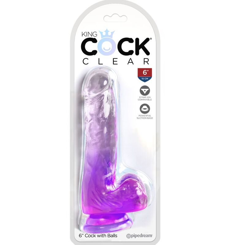 KING COCK - PÉNIS CLAIR RÉALISTE AVEC BOULES 13.5 CM VIOLET