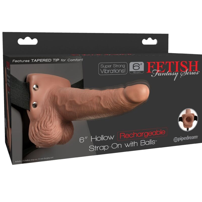 FETISH FANTASY SERIES - HARNAIS RÉGLABLE PÉNIS RÉALISTE AVEC TESTICULES RECHARGEABLES ET VIBRATEUR 15 CM