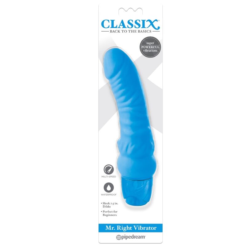 CLASSIX - GODE VIBRANTMR. RIGHT MULTI-SPEED 15,5 CM BLEU